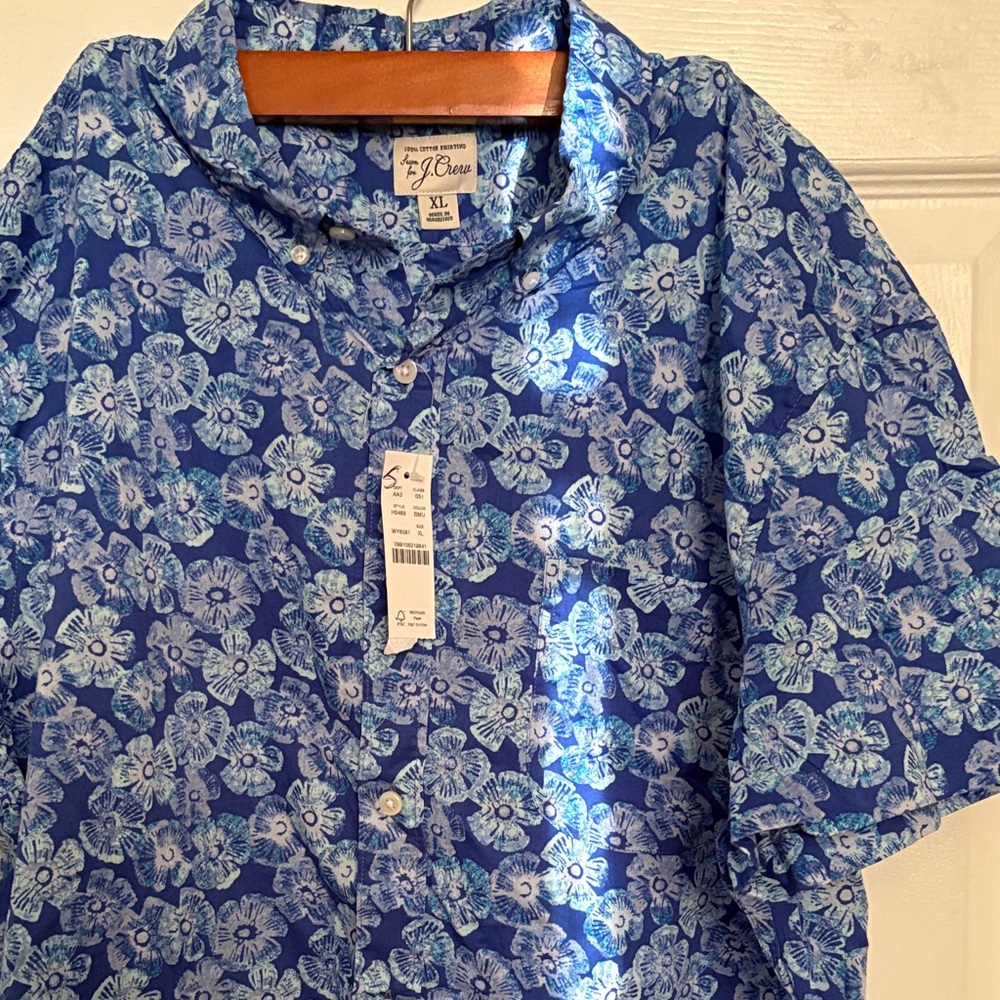 J. Crew Blue Floral Button-Down Shirt